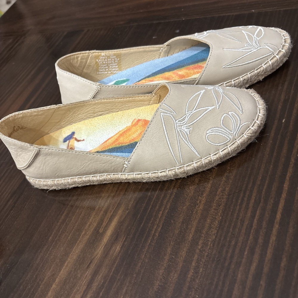 Olukai Kaula Pa'a Kapa Womens Espadrilles Linen Slip On Braided Size 8